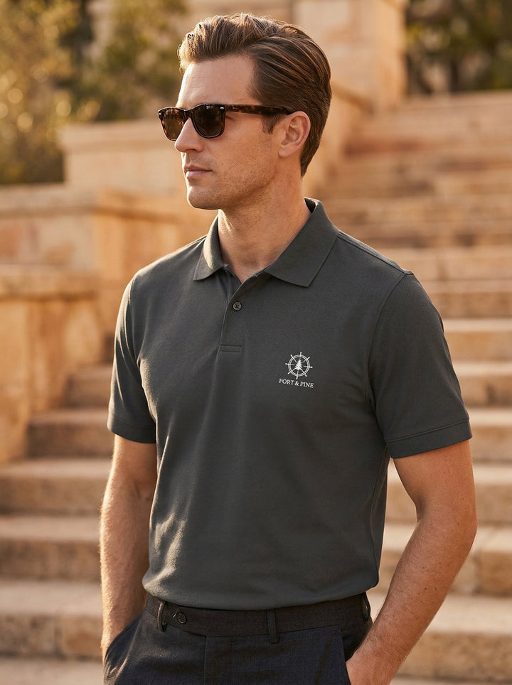 Port & Pine Stretch Heavyweight Pique Polo