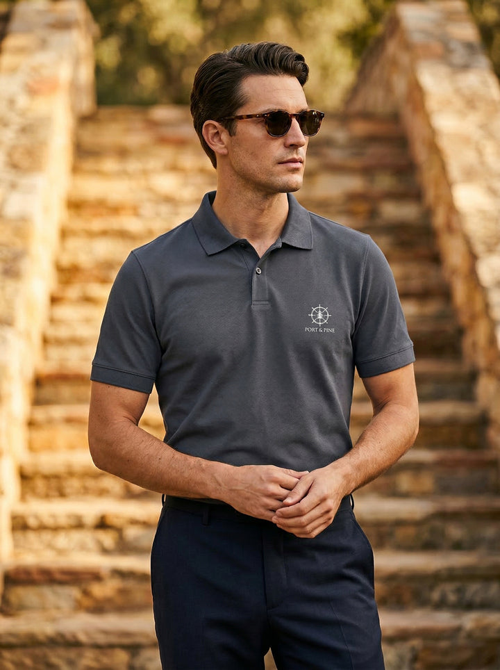 Port & Pine Stretch Heavyweight Pique Polo