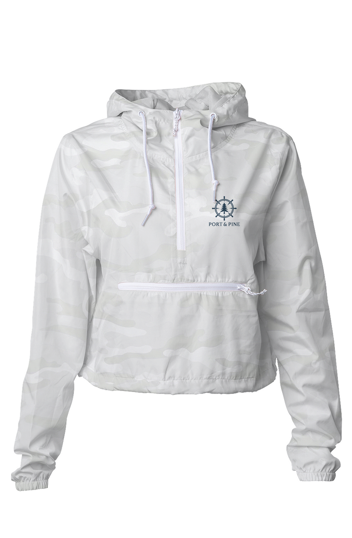 Port Pine White Camo Crop Windbreaker