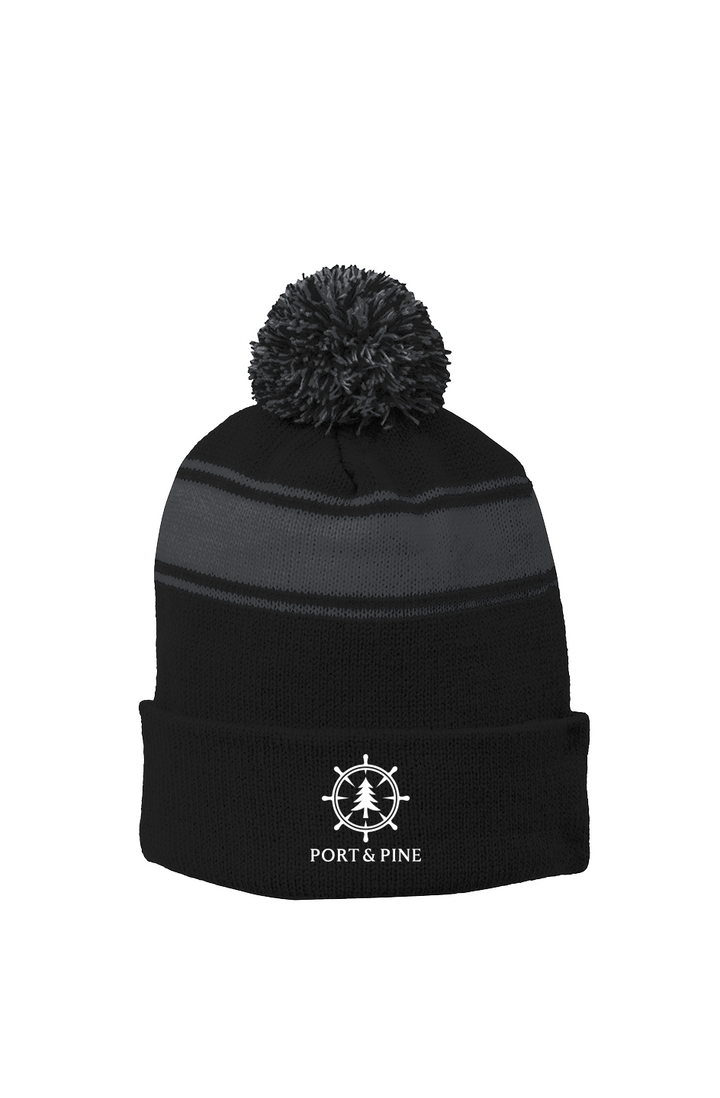 Port Pine Stripe Pom Beanie