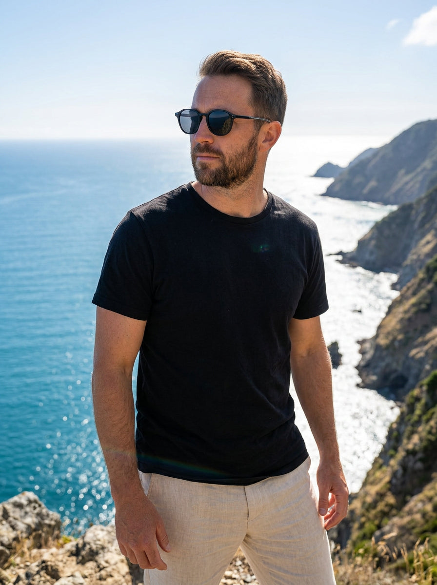 Men's Small Round Frame Polarized Sunglasses